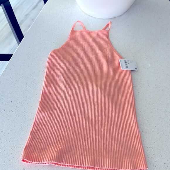 Free People Mmkay Seamless Tank Mango Ribbed High Neck Crisscross M/L * - Picture 11 of 13